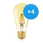 Multipack 4x Ledvance Vintage 1906 LED E27 Poire Dorée 2.5W 220lm - 824 Blanc Très Chaud | Équivalent 22W