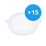 Voordeelpak 15x LED Downlight UltraSlim 15W 1200lm 110D - 840 Koel Wit | 190mm - Zaagmaat 175mm