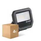 Multipack 4x Ledvance LED Floodlight Aluminium Zwart 8W 1100lm 100D - 830 Warm Wit | IP66 - Symmetrisch